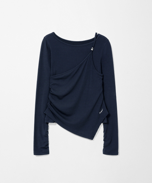 MONGDOL（モンドル）の「[SET] ワンショルダー スリーブレス レイヤードTシャツ ネイビー MDTS107NAVY（Tシャツ/カットソー・レディース・その他・F）」の7枚目の写真