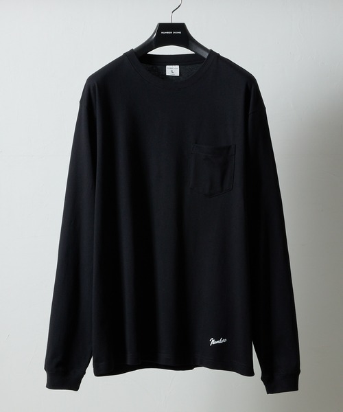 NUMBER (N)INE(ナンバーナイン)の「BASIC HEM PRINTED POCKET L/S T-SHIRT / ベーシック ワンポイント ロゴプリント ポケット ロンT(Tシャツ/カットソー・メンズ・ホワイト/ブラック/チャコール・M/L/XL)」の1枚目の写真
