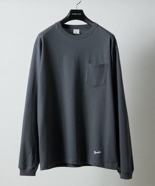 NUMBER (N)INE(ナンバーナイン)の「BASIC HEM PRINTED POCKET L/S T-SHIRT / ベーシック ワンポイント ロゴプリント ポケット ロンT(Tシャツ/カットソー・メンズ・ホワイト/ブラック/チャコール・M/L/XL)」の16枚目の写真