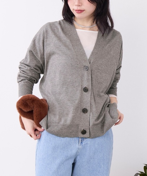 MICA&DEAL(マイカ&ディール)の「コットンヤクニットカーディガン(ニット/セーター・レディース・グレー/ダークネイビー/ベージュ・FREE)」の2枚目の写真