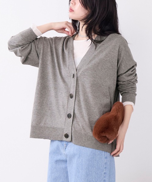 MICA&DEAL(マイカ&ディール)の「コットンヤクニットカーディガン(ニット/セーター・レディース・グレー/ダークネイビー/ベージュ・FREE)」の4枚目の写真