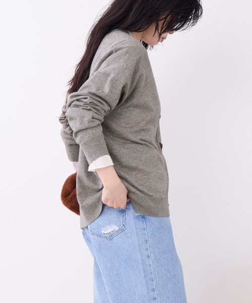 MICA&DEAL(マイカ&ディール)の「コットンヤクニットカーディガン(ニット/セーター・レディース・グレー/ダークネイビー/ベージュ・FREE)」の6枚目の写真