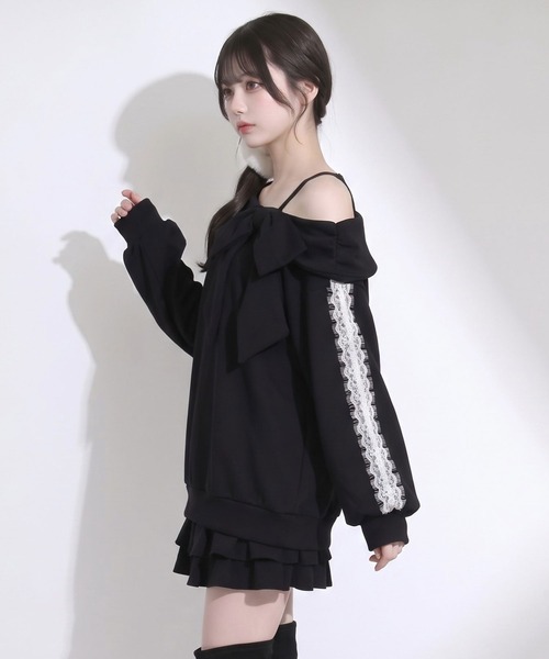 夢展望（ユメテンボウ）の「選べる丈オフショルリボンスウェットプルオーバー【大きいサイズあり】（スウェット・レディース・ブラック系その他/グレー系その他/グレー/ブラック・M-L/LL～3L）」の19枚目の写真