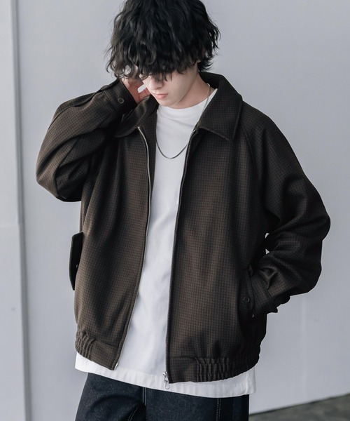 Rocky Monroe(ロッキーモンロー)の「テックメルトン ハリントンジャケット/ウールライクスタンドネックブルゾン(ブルゾン・メンズ・オフホワイト/ネイビー/グレイッシュベージュ/ブラウン/チャコール/ブラック/チェック・M/L/XL)」の7枚目の写真