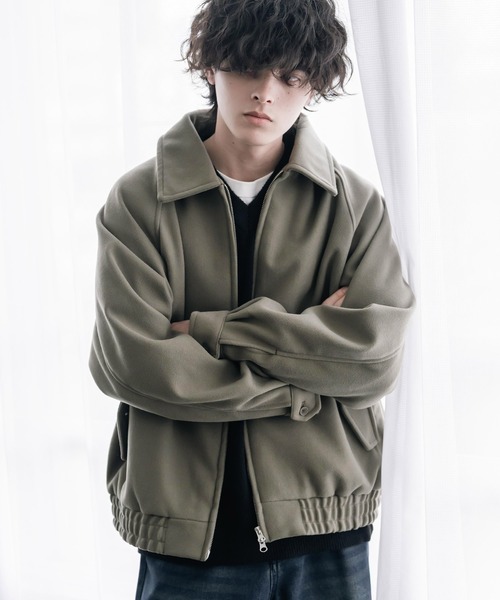 Rocky Monroe(ロッキーモンロー)の「テックメルトン ハリントンジャケット/ウールライクスタンドネックブルゾン(ブルゾン・メンズ・オフホワイト/ネイビー/グレイッシュベージュ/ブラウン/チャコール/ブラック/チェック・M/L/XL)」の9枚目の写真
