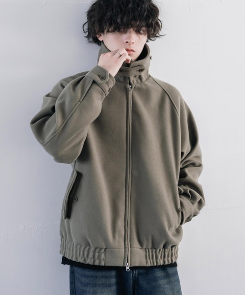 Rocky Monroe(ロッキーモンロー)の「テックメルトン ハリントンジャケット/ウールライクスタンドネックブルゾン(ブルゾン・メンズ・オフホワイト/ネイビー/グレイッシュベージュ/ブラウン/チャコール/ブラック/チェック・M/L/XL)」の12枚目の写真