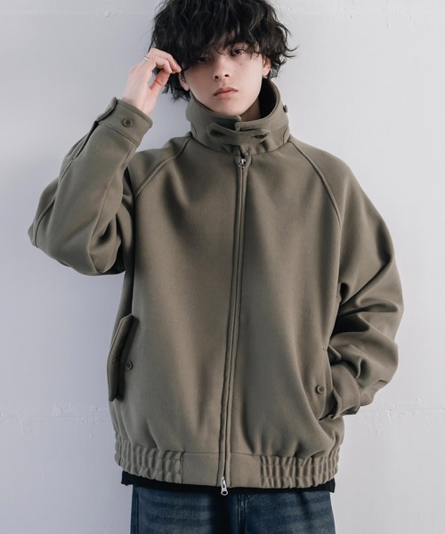 Rocky Monroe(ロッキーモンロー)の「テックメルトン ハリントンジャケット/ウールライクスタンドネックブルゾン(ブルゾン・メンズ・オフホワイト/ネイビー/グレイッシュベージュ/ブラウン/チャコール/ブラック/チェック・M/L/XL)」の13枚目の写真