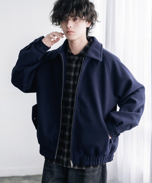 Rocky Monroe(ロッキーモンロー)の「テックメルトン ハリントンジャケット/ウールライクスタンドネックブルゾン(ブルゾン・メンズ・オフホワイト/ネイビー/グレイッシュベージュ/ブラウン/チャコール/ブラック/チェック・M/L/XL)」の15枚目の写真