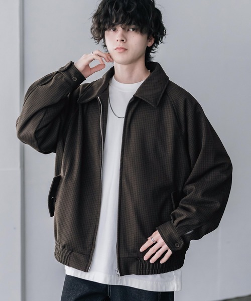 Rocky Monroe(ロッキーモンロー)の「テックメルトン ハリントンジャケット/ウールライクスタンドネックブルゾン(ブルゾン・メンズ・オフホワイト/ネイビー/グレイッシュベージュ/ブラウン/チャコール/ブラック/チェック・M/L/XL)」の21枚目の写真
