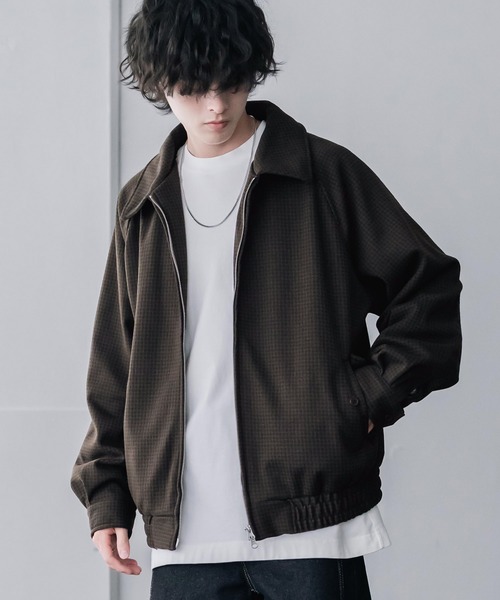 Rocky Monroe(ロッキーモンロー)の「テックメルトン ハリントンジャケット/ウールライクスタンドネックブルゾン(ブルゾン・メンズ・オフホワイト/ネイビー/グレイッシュベージュ/ブラウン/チャコール/ブラック/チェック・M/L/XL)」の22枚目の写真