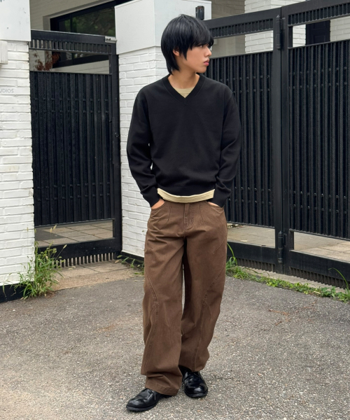 SIGNATURE（シグネチャ）の「ソフト ESSENTIALS Vネック レギュラーニット[ブラック]（ニット/セーター・レディース・その他・MEDIUM/LARGE）」の5枚目の写真