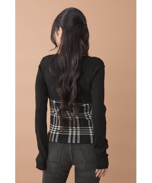 rienda(リエンダ)の「ボレロレイヤードニットトップス 秋服 冬服(ニット/セーター・レディース・グレー/ダークパープル/ブラック・FREE)」の7枚目の写真