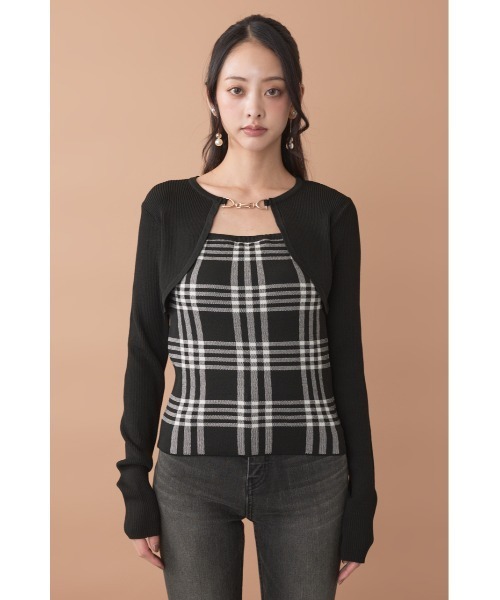 rienda(リエンダ)の「ボレロレイヤードニットトップス 秋服 冬服(ニット/セーター・レディース・グレー/ダークパープル/ブラック・FREE)」の8枚目の写真