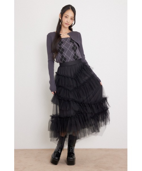 rienda(リエンダ)の「ボレロレイヤードニットトップス 秋服 冬服(ニット/セーター・レディース・グレー/ダークパープル/ブラック・FREE)」の9枚目の写真