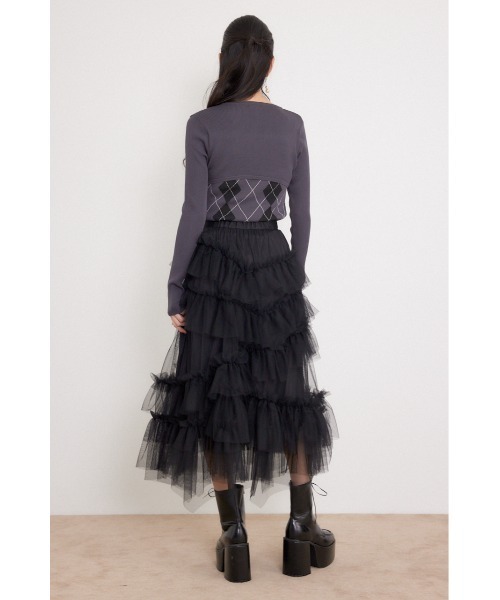 rienda(リエンダ)の「ボレロレイヤードニットトップス 秋服 冬服(ニット/セーター・レディース・グレー/ダークパープル/ブラック・FREE)」の11枚目の写真