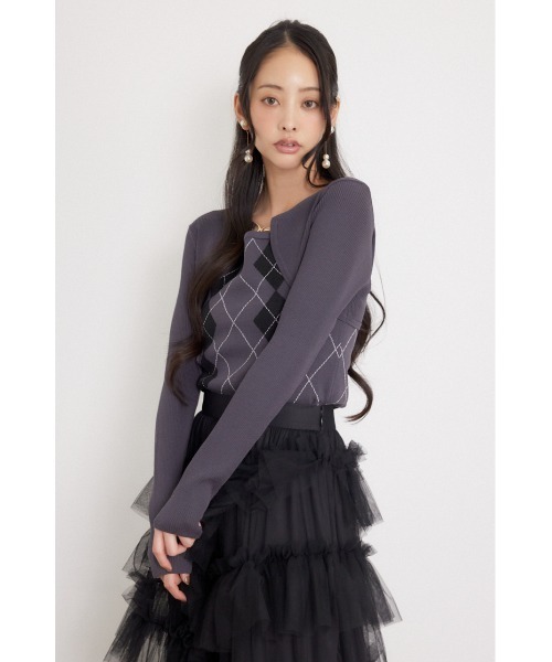 rienda(リエンダ)の「ボレロレイヤードニットトップス 秋服 冬服(ニット/セーター・レディース・グレー/ダークパープル/ブラック・FREE)」の12枚目の写真