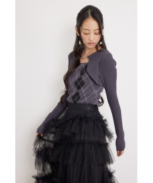 rienda(リエンダ)の「ボレロレイヤードニットトップス 秋服 冬服(ニット/セーター・レディース・グレー/ダークパープル/ブラック・FREE)」の13枚目の写真