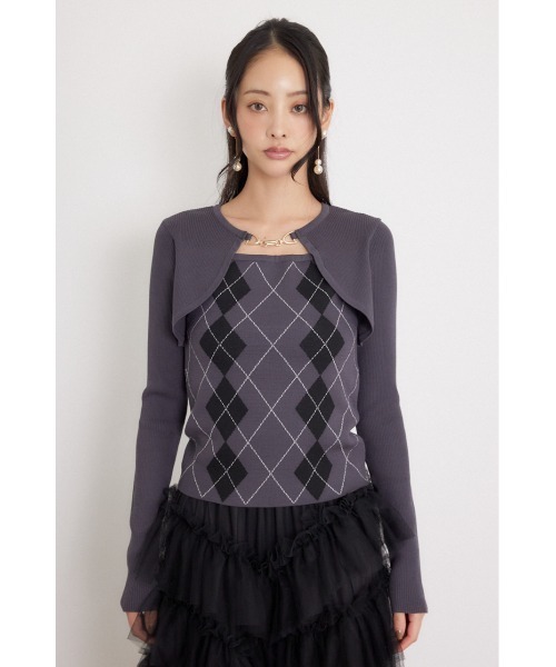rienda(リエンダ)の「ボレロレイヤードニットトップス 秋服 冬服(ニット/セーター・レディース・グレー/ダークパープル/ブラック・FREE)」の14枚目の写真