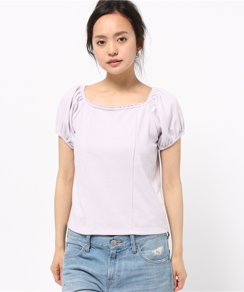 earth music&ecology(アースミュージックアンドエコロジー)の「【2016Summer】ポンチパフスリーブプルオーバー(Tシャツ/カットソー・レディース・ライトピンク/サックスブルー/オフホワイト/ラベンダー・SMALL/MEDIUM)」の3枚目の写真