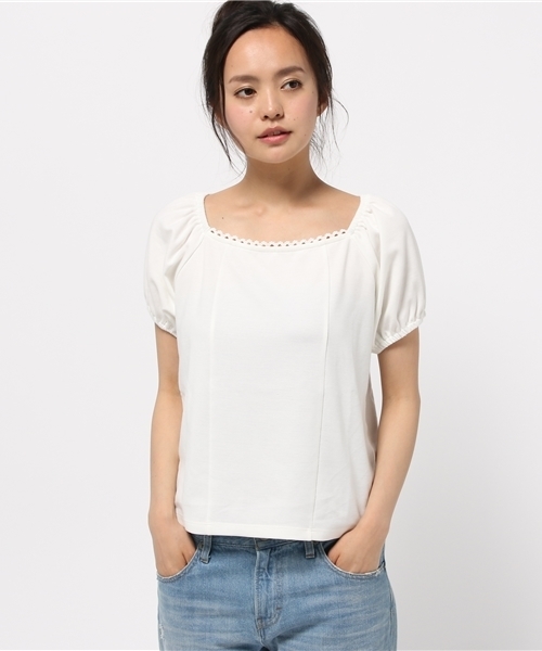 earth music&ecology(アースミュージックアンドエコロジー)の「【2016Summer】ポンチパフスリーブプルオーバー(Tシャツ/カットソー・レディース・ライトピンク/サックスブルー/オフホワイト/ラベンダー・SMALL/MEDIUM)」の1枚目の写真