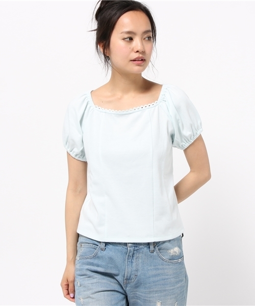 earth music&ecology(アースミュージックアンドエコロジー)の「【2016Summer】ポンチパフスリーブプルオーバー(Tシャツ/カットソー・レディース・ライトピンク/サックスブルー/オフホワイト/ラベンダー・SMALL/MEDIUM)」の2枚目の写真