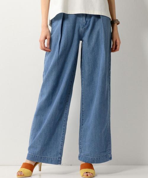 Jewel Changes（ジュエルチェンジズ）の「【WEB限定】◎JC タックワイドパンツ / デニムパンツ（デニムパンツ・レディース・オフホワイト/コバルトブルー・38/36/34）」の4枚目の写真
