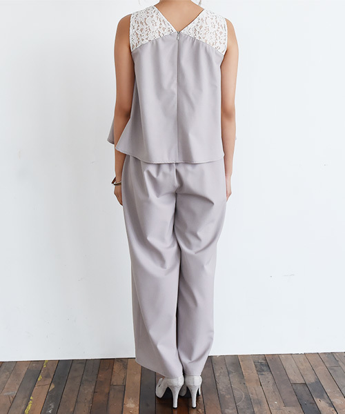 Luz Llena (philter)(ラズレナ フィルター)の「スリットワイドパンツオールインワン/パンツドレス(つなぎ/オールインワン・レディース・グレー/ブラック・MEDIUM/LARGE)」の9枚目の写真