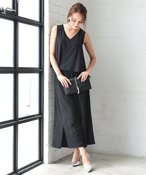 Luz Llena (philter)(ラズレナ フィルター)の「スリットワイドパンツオールインワン/パンツドレス(つなぎ/オールインワン・レディース・グレー/ブラック・MEDIUM/LARGE)」の19枚目の写真