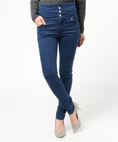 SpRay(スプレイ)の「ハイウエストスキニーパンツ(デニムパンツ・レディース・ネイビー/ブルー/ブラック・SMALL/MEDIUM/LARGE)」の14枚目の写真