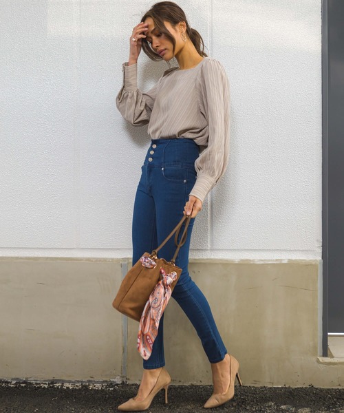 SpRay(スプレイ)の「ハイウエストスキニーパンツ(デニムパンツ・レディース・ネイビー/ブルー/ブラック・SMALL/MEDIUM/LARGE)」の21枚目の写真