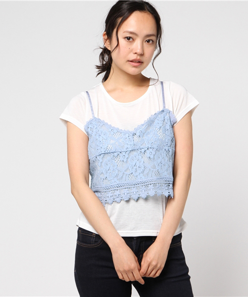 Honeys（ハニーズ）の「レースキャミアンサンブル（アンサンブル・レディース・レッド/ブラック/サックスブルー/オフホワイト・L/M）」の4枚目の写真