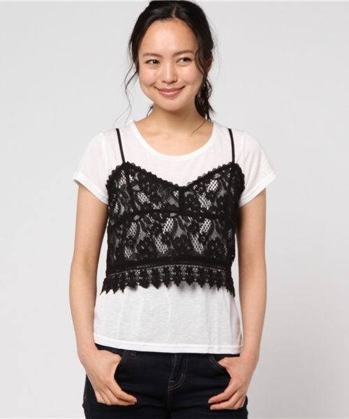 Honeys（ハニーズ）の「レースキャミアンサンブル（アンサンブル・レディース・レッド/ブラック/サックスブルー/オフホワイト・L/M）」の3枚目の写真