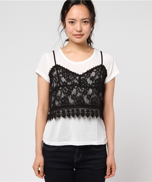 Honeys（ハニーズ）の「レースキャミアンサンブル（アンサンブル・レディース・レッド/ブラック/サックスブルー/オフホワイト・L/M）」の8枚目の写真