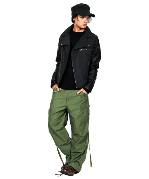 ８(eight)（エイト）の「ダブル ライダースジャケット レザージャケット（ライダースジャケット・メンズ・ブラック/チェック/チャコールグレー/ネイビー・LARGE/MEDIUM）」の6枚目の写真