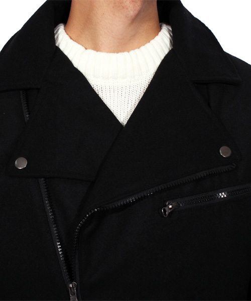 ８(eight)（エイト）の「ダブル ライダースジャケット レザージャケット（ライダースジャケット・メンズ・ブラック/チェック/チャコールグレー/ネイビー・LARGE/MEDIUM）」の11枚目の写真