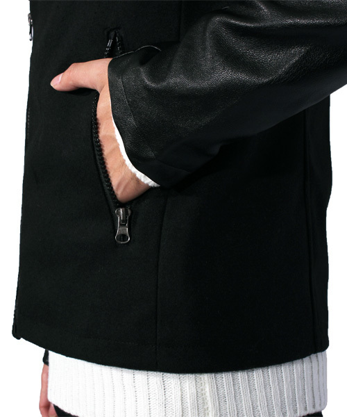 ８(eight)（エイト）の「ダブル ライダースジャケット レザージャケット（ライダースジャケット・メンズ・ブラック/チェック/チャコールグレー/ネイビー・LARGE/MEDIUM）」の15枚目の写真