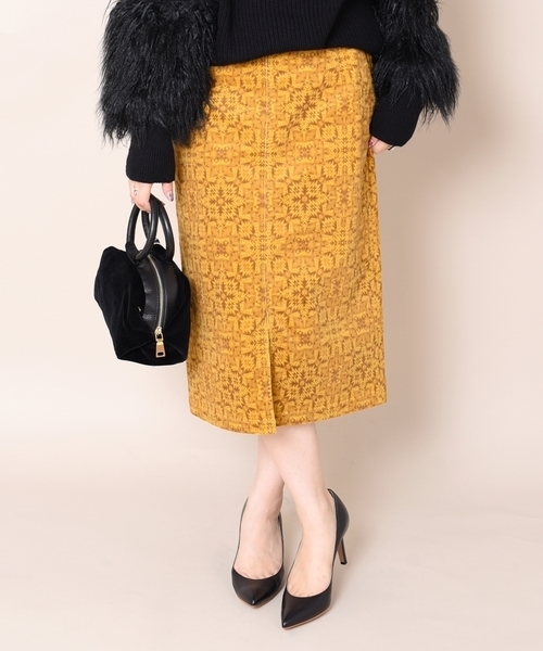 Prefer SHIPS（プリファーシップス）の「Prefer SHIPS:プリントコーデュロイタイトスカート◇（スカート・レディース・ライトグリーン/イエロー・36/38）」の2枚目の写真