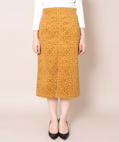 Prefer SHIPS（プリファーシップス）の「Prefer SHIPS:プリントコーデュロイタイトスカート◇（スカート・レディース・ライトグリーン/イエロー・36/38）」の3枚目の写真