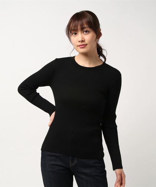 SLOBE IENA（スローブイエナ）の「テレコクルーネックニット◆（ニット/セーター・レディース・ブラック/ライトグリーン/ピンク・FREE）」の7枚目の写真