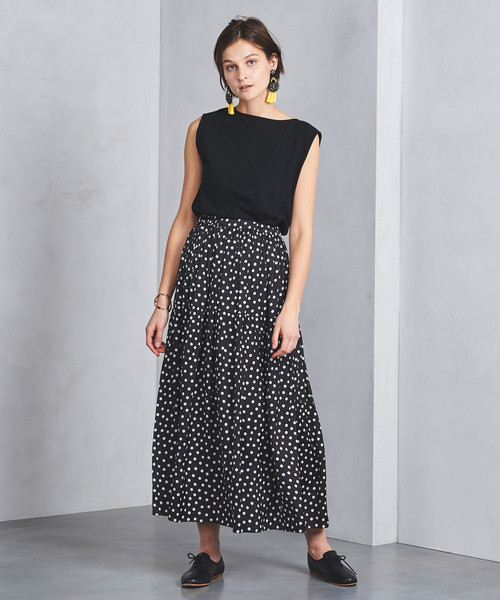 UNITED ARROWS（ユナイテッドアローズ）の「UWSC ドット フレアスカート†◆（スカート・レディース・ブラック/オフホワイト・36/38）」の6枚目の写真