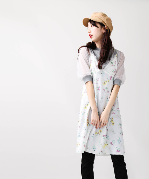 WEGO(ウィゴー)の「WEGO/フラワーランジェリーキャミワンピース(ワンピース・レディース・ホワイト/ライトイエロー・FREE)」の7枚目の写真