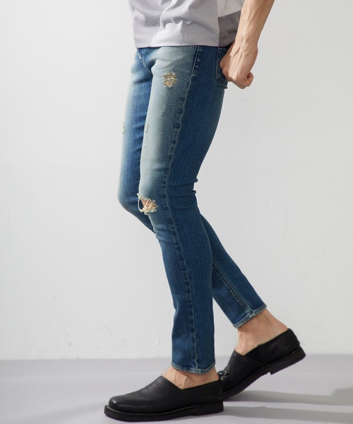 wjk black（ﾀﾞﾌﾞﾙｼﾞｪｲｹｲﾌﾞﾗｯｸ）の「【wjk black】別注クラッシュスキニーデニムパンツ（デニムパンツ・メンズ・ブラック/インディゴブルー・1/2/3）」の11枚目の写真