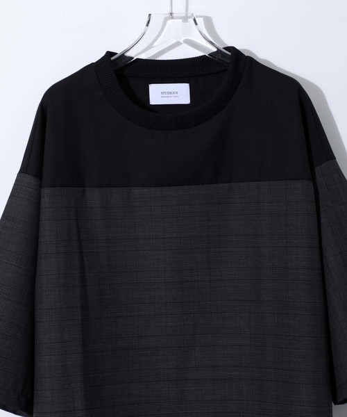 STUDIOUS(ステュディオス)の「【STUDIOUS】パネル切替チェックビッグシルエットプルオーバー(Tシャツ/カットソー・メンズ・グレー/ダークグレー・1/2/3)」の5枚目の写真