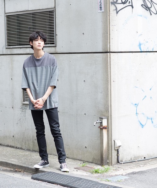 STUDIOUS(ステュディオス)の「【STUDIOUS】パネル切替チェックビッグシルエットプルオーバー(Tシャツ/カットソー・メンズ・グレー/ダークグレー・1/2/3)」の14枚目の写真