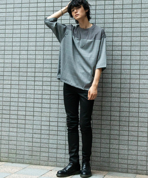 STUDIOUS(ステュディオス)の「【STUDIOUS】パネル切替チェックビッグシルエットプルオーバー(Tシャツ/カットソー・メンズ・グレー/ダークグレー・1/2/3)」の18枚目の写真