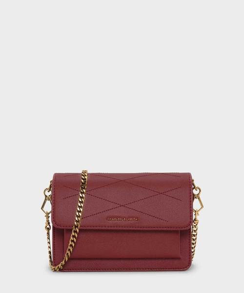 CHARLES & KEITH(チャールズ & キース)の「フロントフラップクロスボディバッグ / FRONT FLAP CROSSBODY BAG(ショルダーバッグ・レディース・マルーン/ベージュ/サックスブルー/ブラック・S)」の4枚目の写真