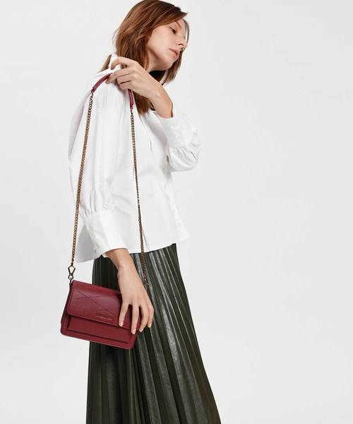 CHARLES & KEITH(チャールズ & キース)の「フロントフラップクロスボディバッグ / FRONT FLAP CROSSBODY BAG(ショルダーバッグ・レディース・マルーン/ベージュ/サックスブルー/ブラック・S)」の20枚目の写真