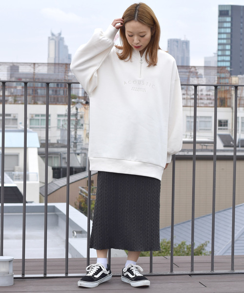 w closet（ダブルクローゼット）の「刺繍入ハーフZIPルーズプルオーバー_（スウェット・レディース・アイボリー/パープル/ブラック・FREE）」の18枚目の写真