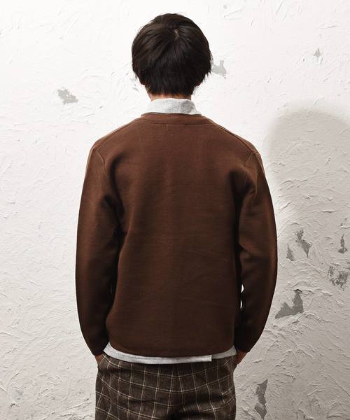 MinoriTY（マイノリティ）の「ダブルフェイスボタン無カーディガン ノーカラー（カーディガン/ボレロ・メンズ・ブラック/ネイビー/ブラウン/オフホワイト/杢グレー・M/L）」の7枚目の写真
