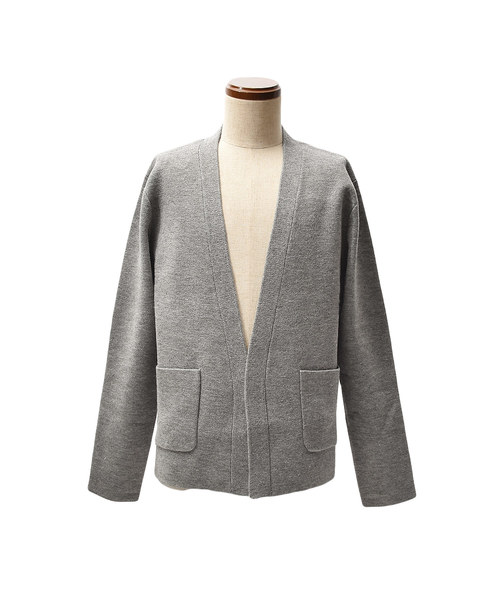 MinoriTY（マイノリティ）の「ダブルフェイスボタン無カーディガン ノーカラー（カーディガン/ボレロ・メンズ・ブラック/ネイビー/ブラウン/オフホワイト/杢グレー・M/L）」の9枚目の写真